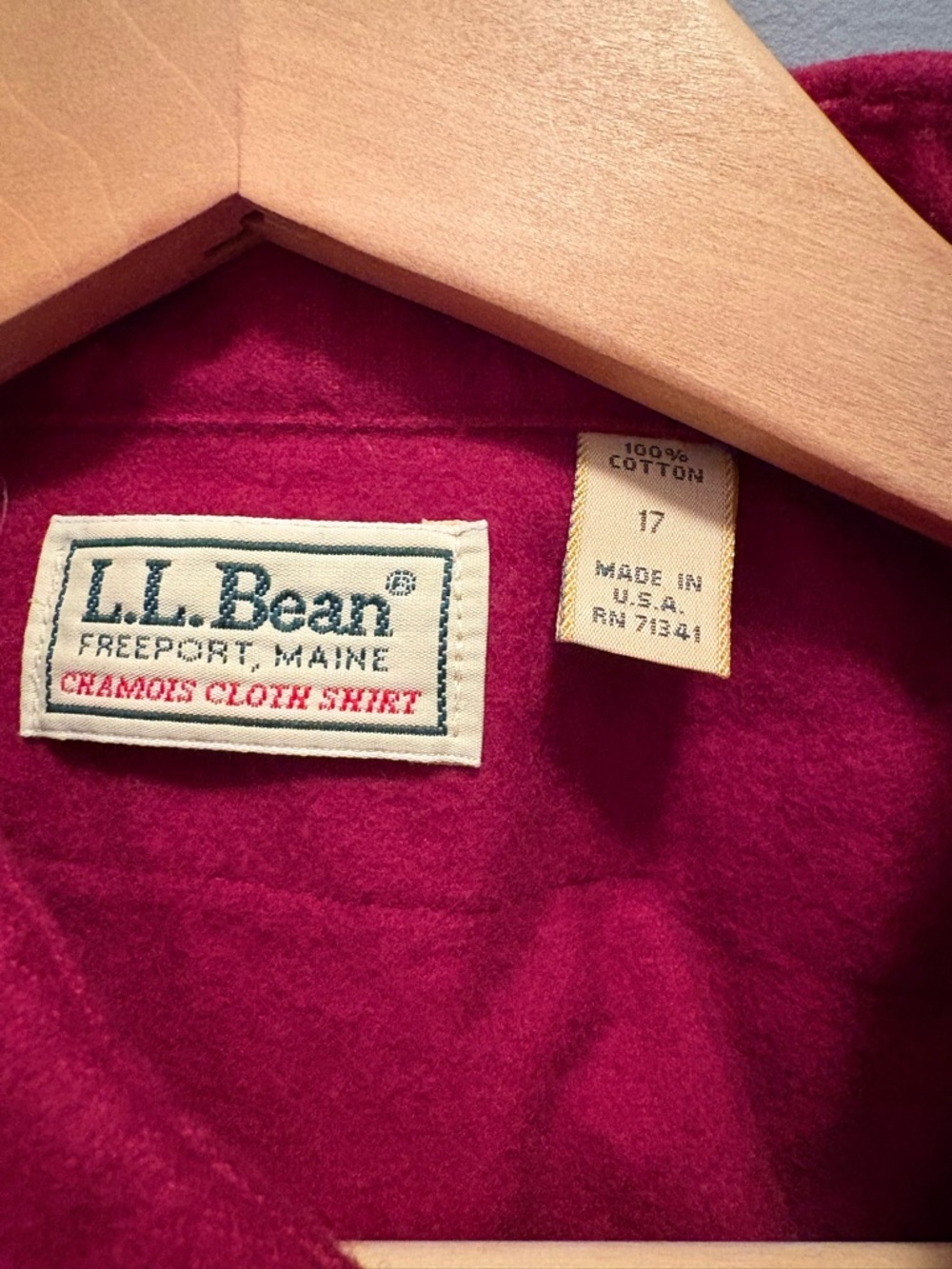 L.L. Bean Red Button-Down Casual Shirt Vintage Flannel 17 Coastal Fisherman - Picture 8 of 10